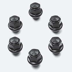 M12 X 1.5 BLACK LUG NUT WHEEL KIT (6)