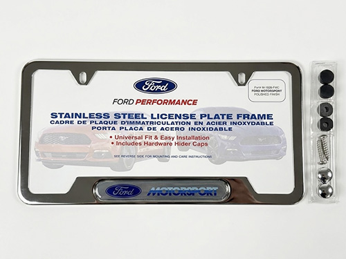 FORD MOTORSPORT LICENSE PLATE FRAME-STAINLESS STEE