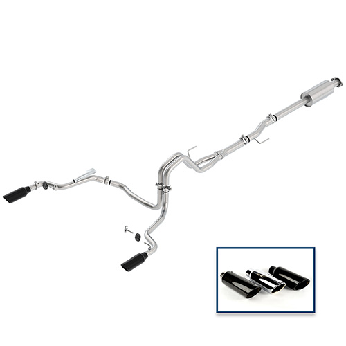 2015-2020 F-150 5.0L CAT-BACK EXTREME EXHAUST SYSTEM - REAR EXIT, BLACK CHROME TIPS