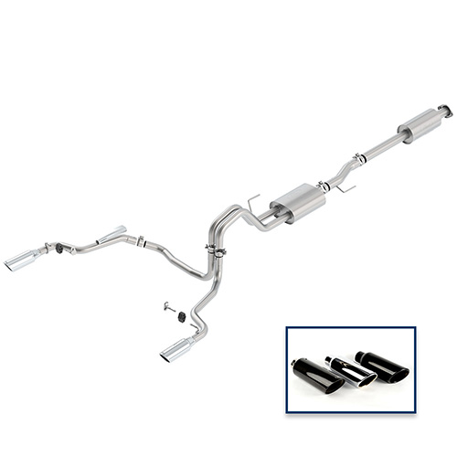 2015-2020 F-150 5.0L CAT-BACK SPORT EXHAUST SYSTEM - REAR EXIT, CHROME TIPS