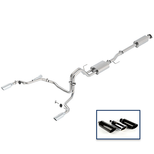 2015-2020 F-150 5.0L CAT-BACK TOURING EXHAUST SYSTEM - REAR EXIT, CHROME TIPS