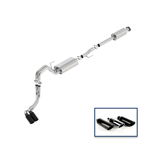 2015-2020 F-150 5.0L CAT-BACK TOURING EXHAUST SYSTEM - SIDE EXIT, BLACK CHROME TIPS
