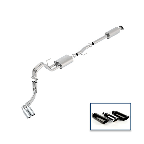 2015-2020 F-150 5.0L CAT-BACK TOURING EXHAUST SYSTEM - SIDE EXIT, CHROME TIPS